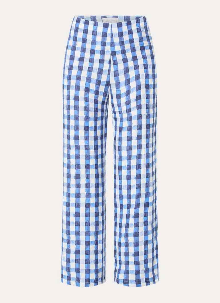 Fabienne Chapot Dames Tropez high waist loose fit broek in linnenblend in de kleur Blauw
