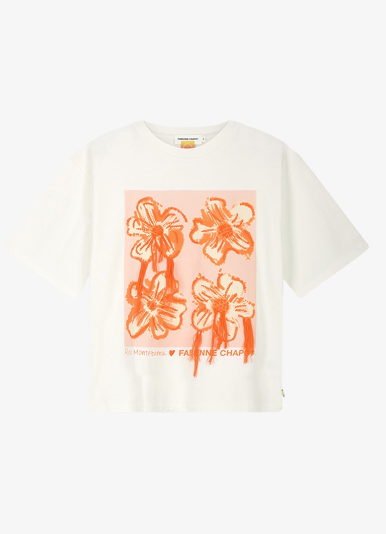 Fabienne Chapot Dames Matilda T-shirt met print en borduring in de kleur Gebroken wit