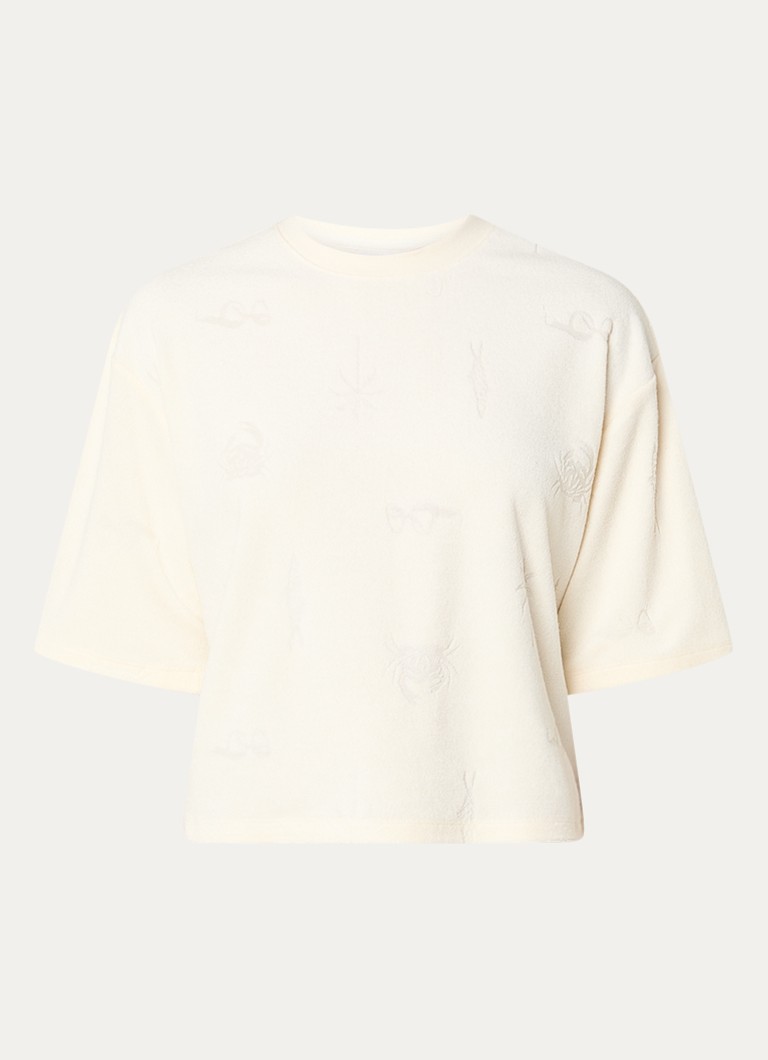 Fabienne Chapot Dames Evy T-shirt van badstof met 3D print in de kleur Gebroken wit