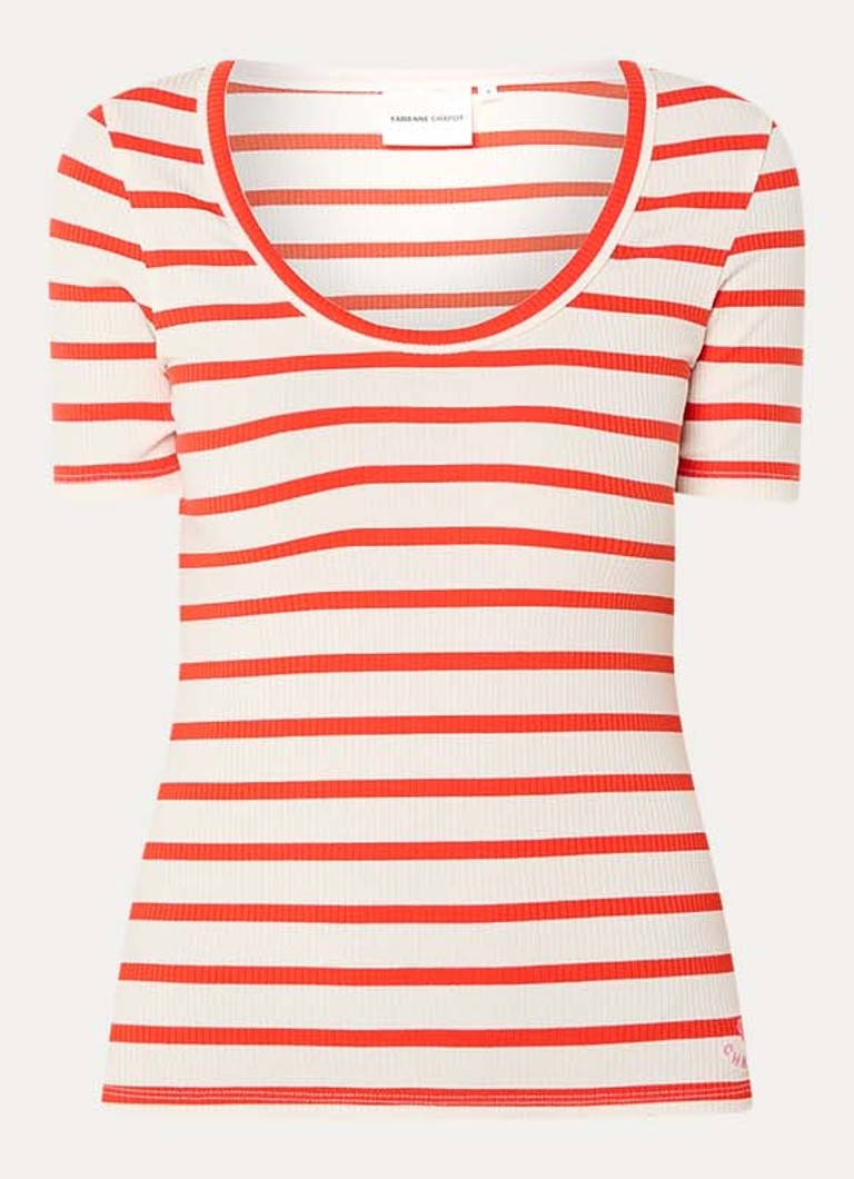 Fabienne Chapot Dames Lena T-shirt met streepprint in de kleur Rood