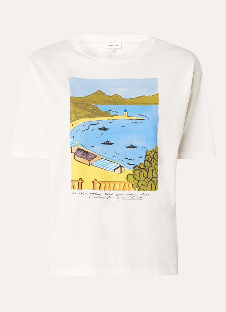 Fabienne Chapot Dames Steve T-shirt met print in de kleur Gebroken wit