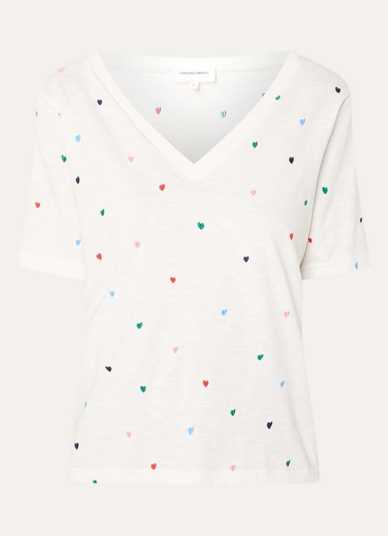 Fabienne Chapot Dames Phil T-shirt met borduring in de kleur Gebroken wit