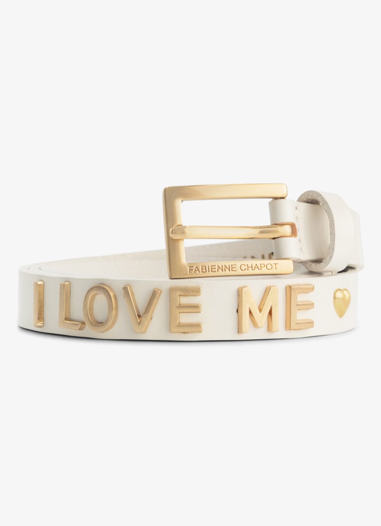 Fabienne Chapot Dames Studded Loveletter riem van leer in de kleur Gebroken wit