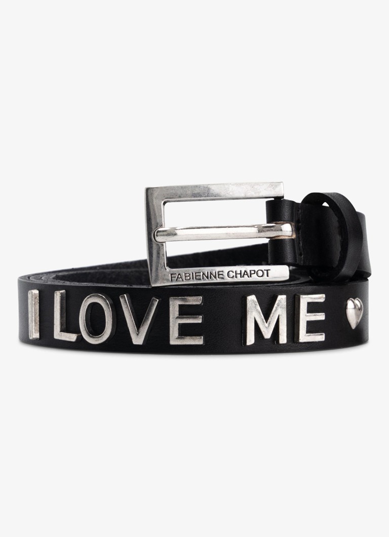 Fabienne Chapot Dames Studded Loveletter riem van leer in de kleur Zwart