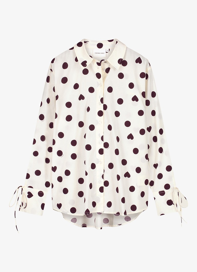 Fabienne Chapot Dames Ada blouse met stippenprint in de kleur Gebroken wit