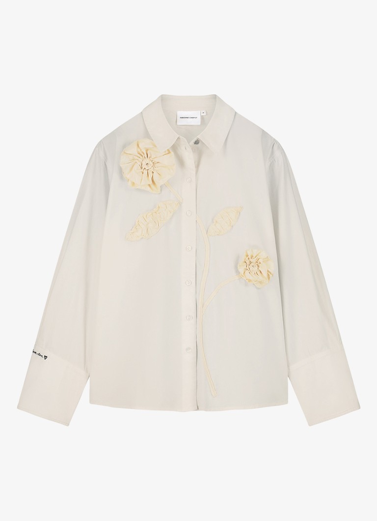 Fabienne Chapot Dames Alex blouse met applicatie in de kleur Gebroken wit