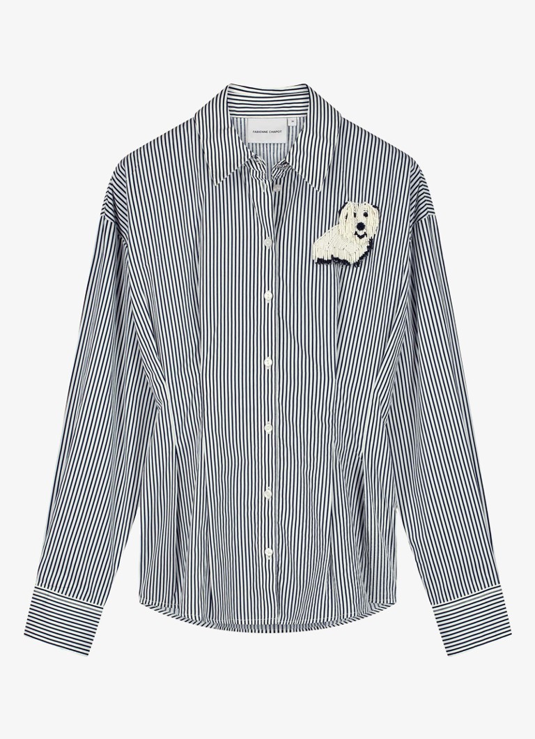 Fabienne Chapot Dames Irina blouse van katoen met streepprint in de kleur Donkerblauw