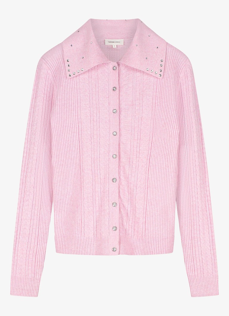 Fabienne Chapot Dames Nova kabelgebreid vest met strass in de kleur Roze