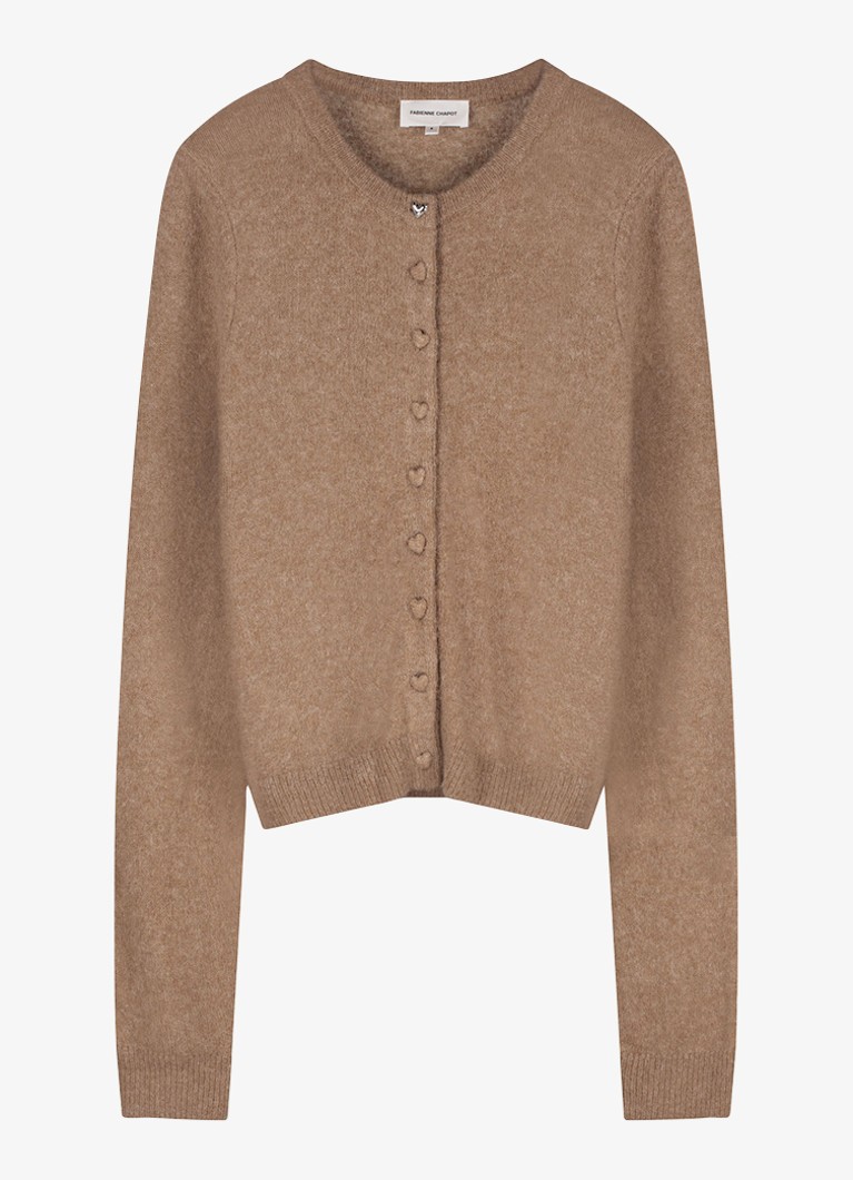 Fabienne Chapot Dames Lidia Button fijngebreid vest in wolblend in de kleur Camel