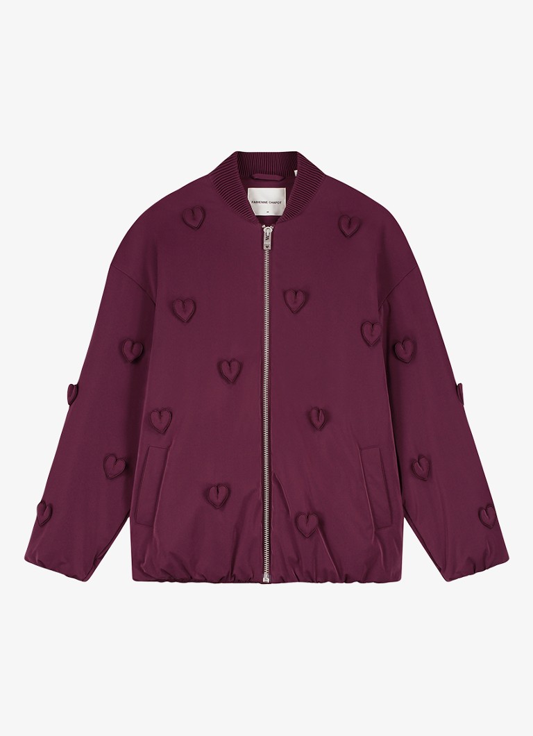 Fabienne Chapot Dames Hearty bomberjack met 3D print in de kleur Paars
