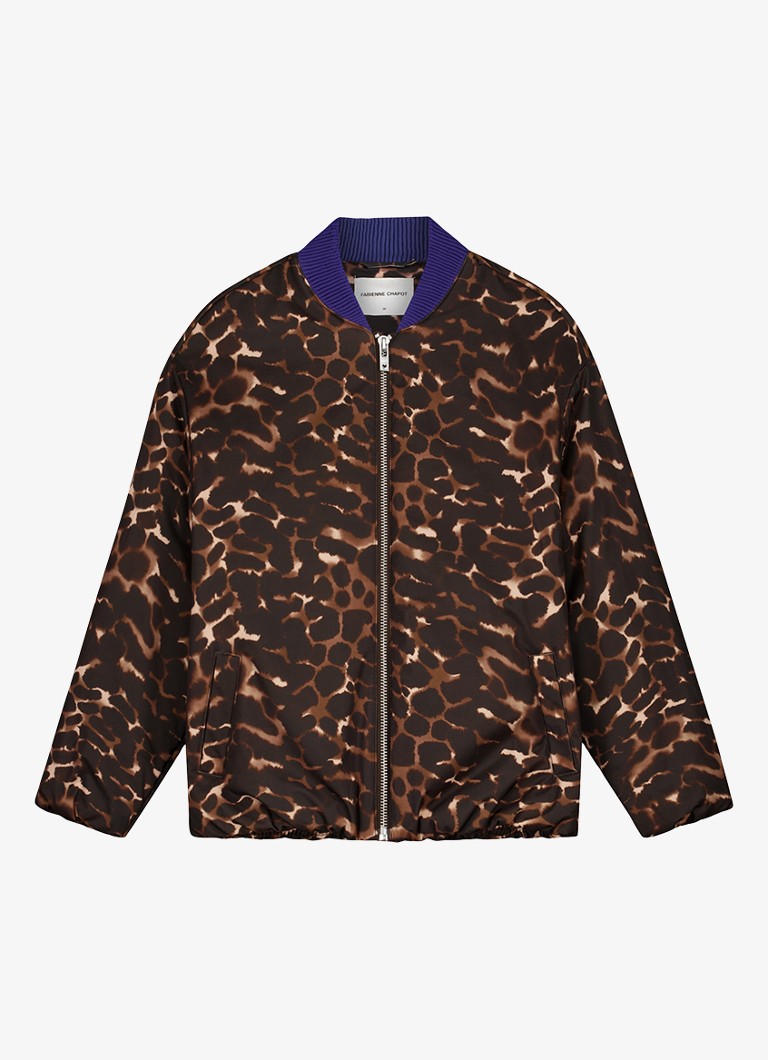 Fabienne Chapot Dames Hermi bomberjack met panterprint in de kleur Bruin