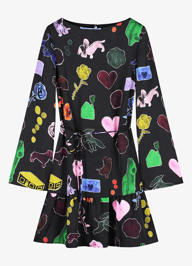 Fabienne Chapot Dames Peony mini jurk met print in de kleur Zwart