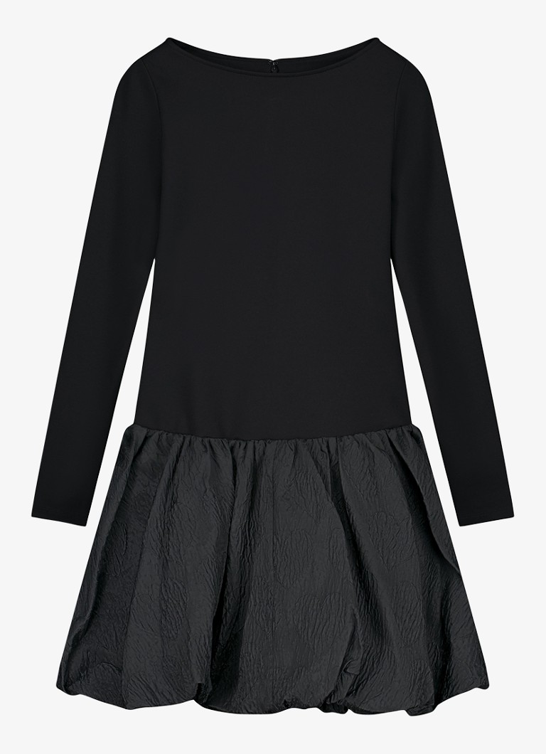Fabienne Chapot Dames Popina mini jurk met jacquard dessin in de kleur Zwart