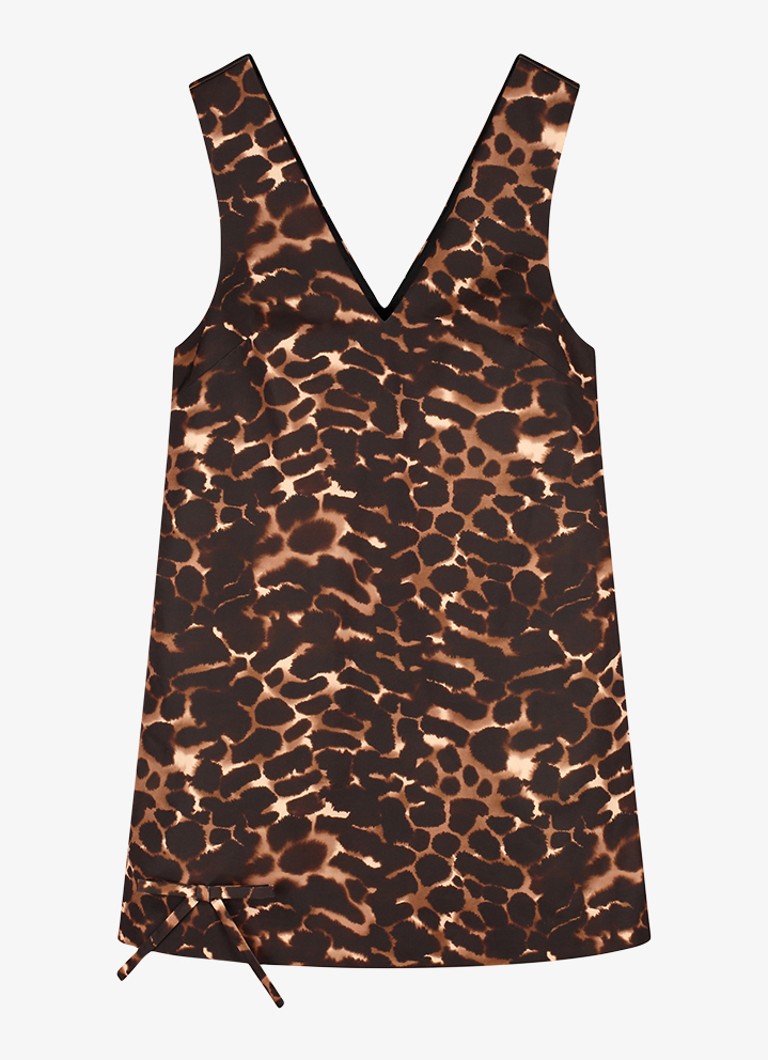 Fabienne Chapot Dames Manon mini jurk met V-hals en dierenprint in de kleur Bruin