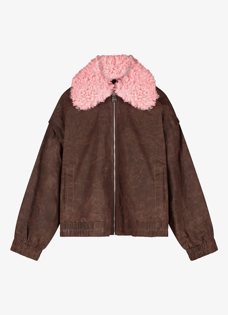 Fabienne Chapot Dames Jay bomberjack met colour blocking in de kleur Bruin