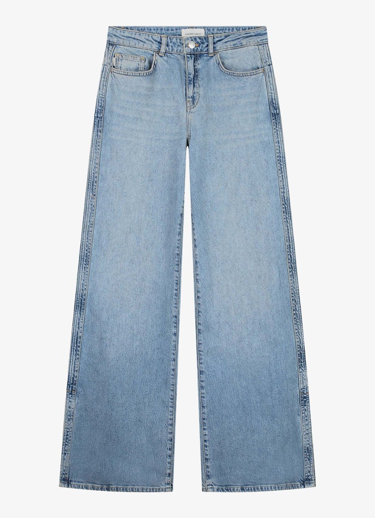 Fabienne Chapot Dames Mid waist wide leg jeans met steekzakken en split in de kleur Indigo