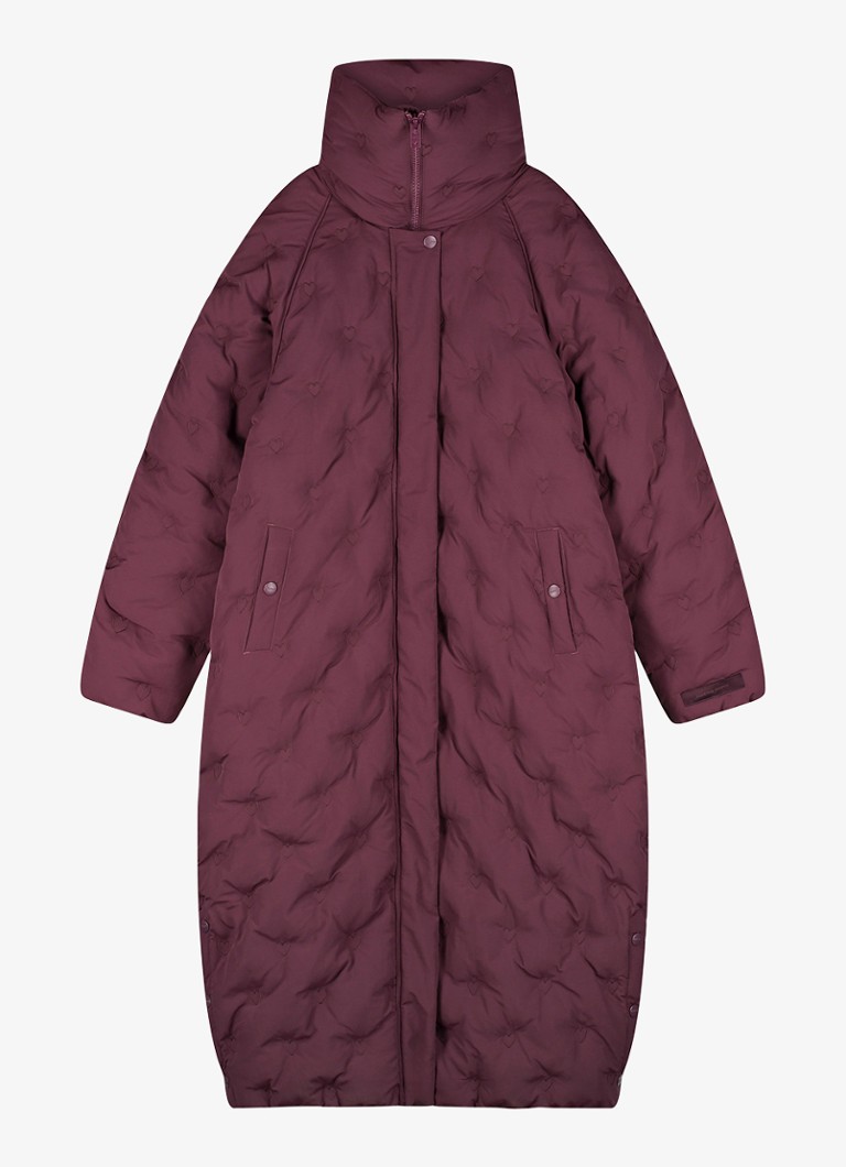 Fabienne Chapot Dames Pomme longline pufferjas met steekzakken in de kleur Bordeauxrood