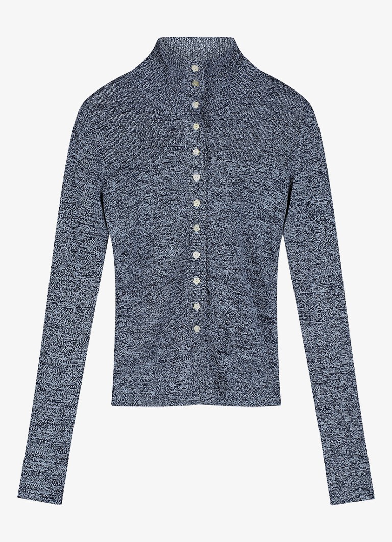 Fabienne Chapot Dames Tilda fijngebreid vest met kraag in de kleur Donkerblauw