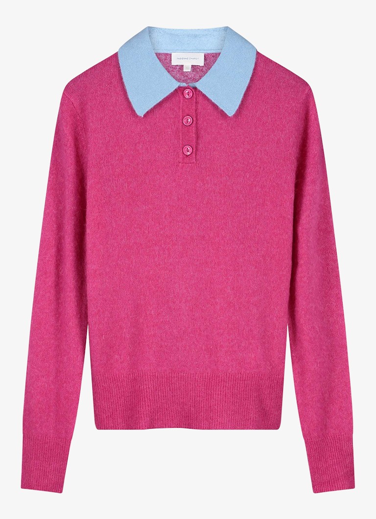 Fabienne Chapot Dames Barbara fijngebreide pullover in wolblend in de kleur Fuchsia