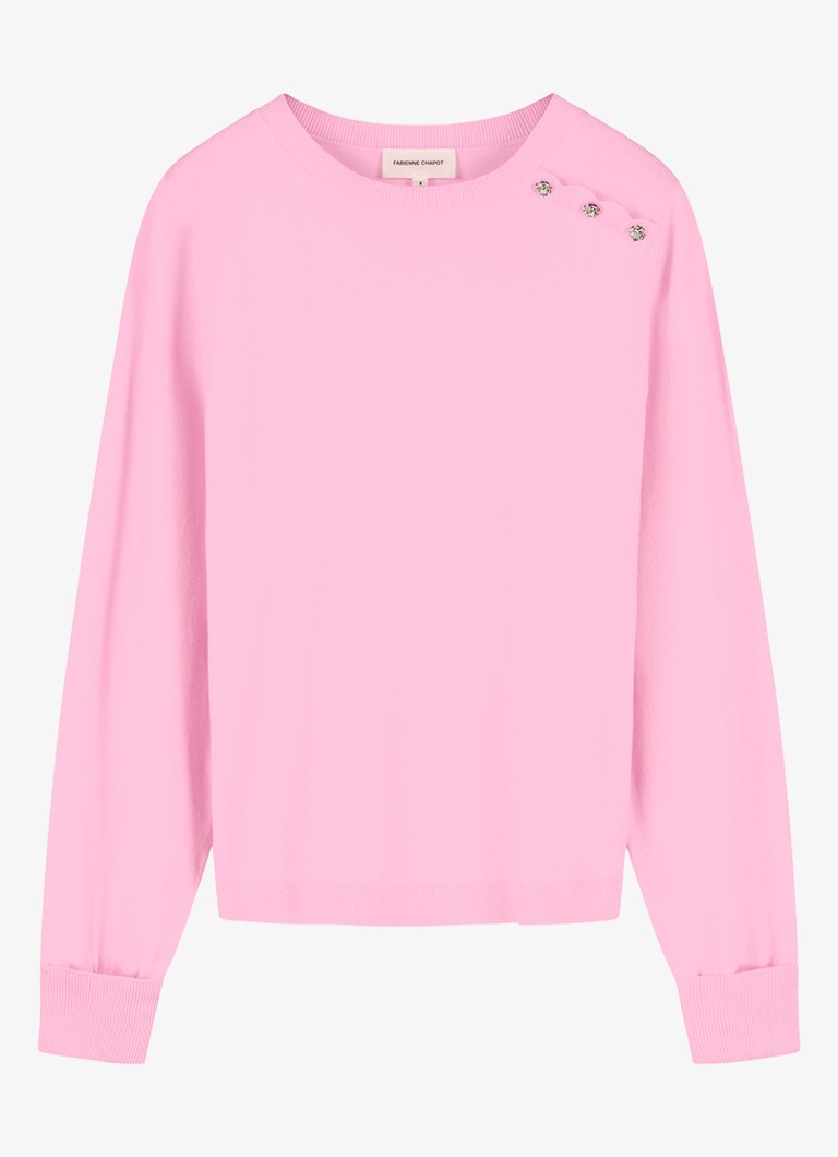 Fabienne Chapot Dames Molly Cuff fijngebreide pullover met sierknopen in de kleur Roze