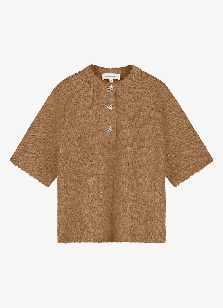 Fabienne Chapot Dames Coco fijngebreide pullover in wolblend in de kleur Camel