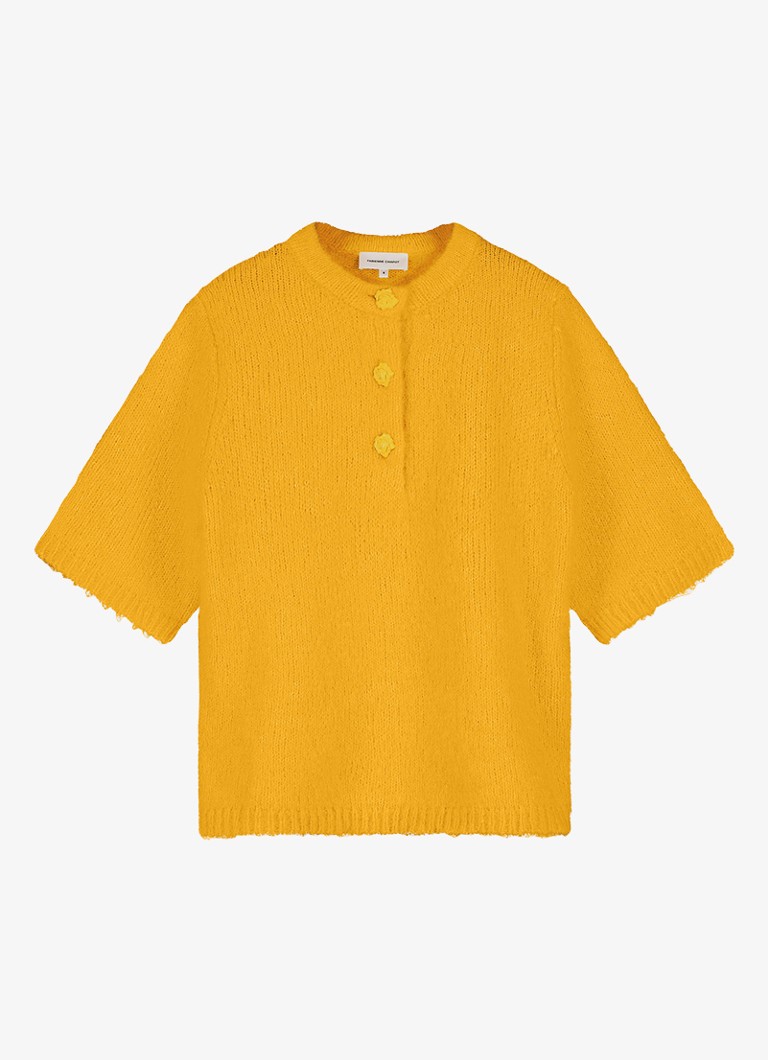 Fabienne Chapot Dames Coco fijngebreide pullover in wolblend in de kleur Geel