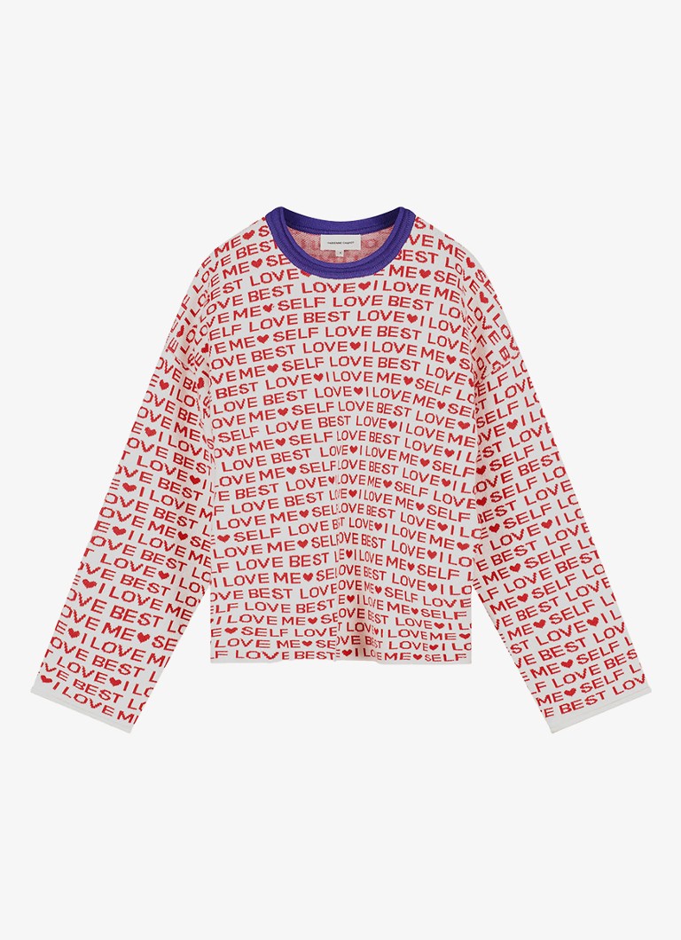 Fabienne Chapot Dames Love Letter pullover met print in de kleur Gebroken wit