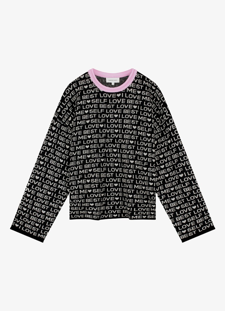 Fabienne Chapot Dames Love Letter pullover met print in de kleur Zwart