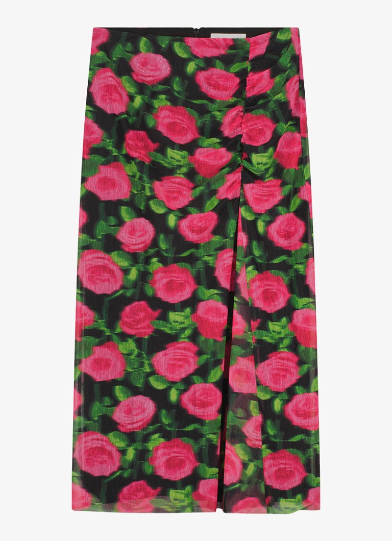 Fabienne Chapot Dames Jessy midi rok met bloemenprint in de kleur Fuchsia