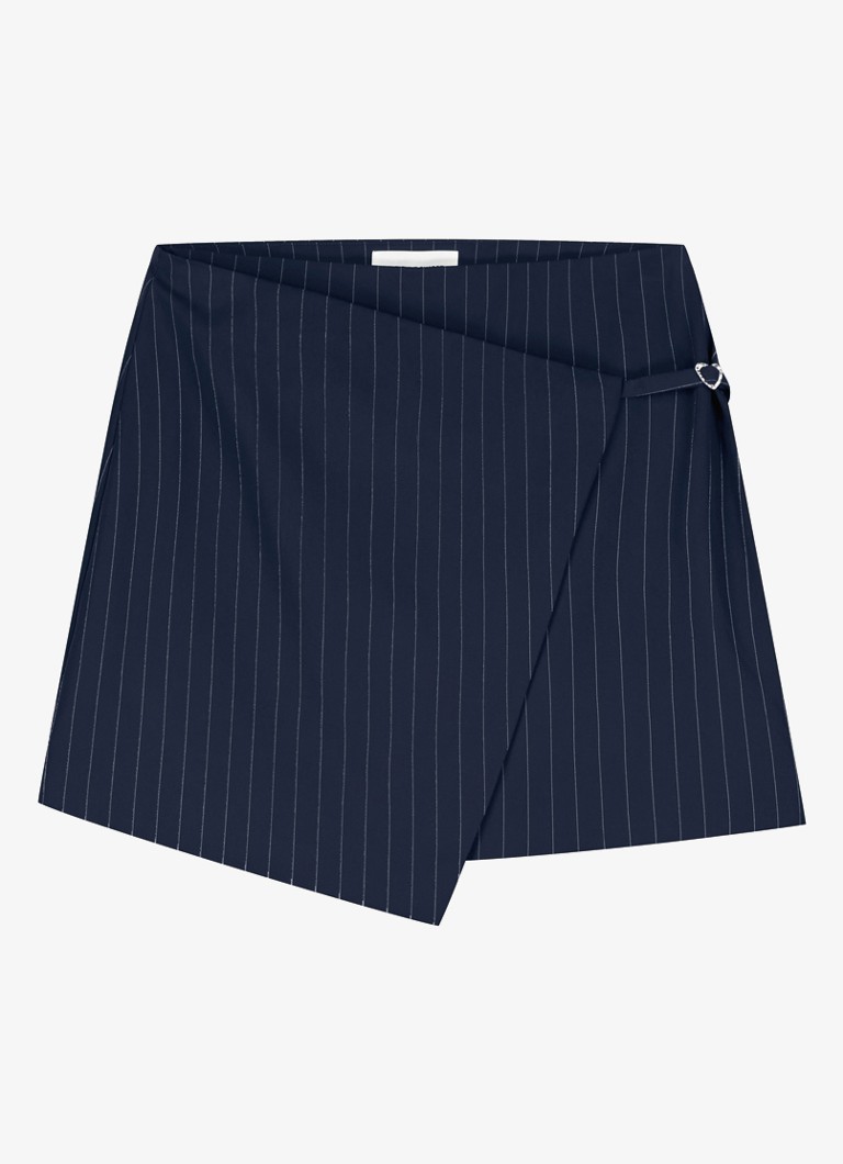 Fabienne Chapot Dames Sonny minirok met krijtstreep en asymmetrische zoom in de kleur Donkerblauw