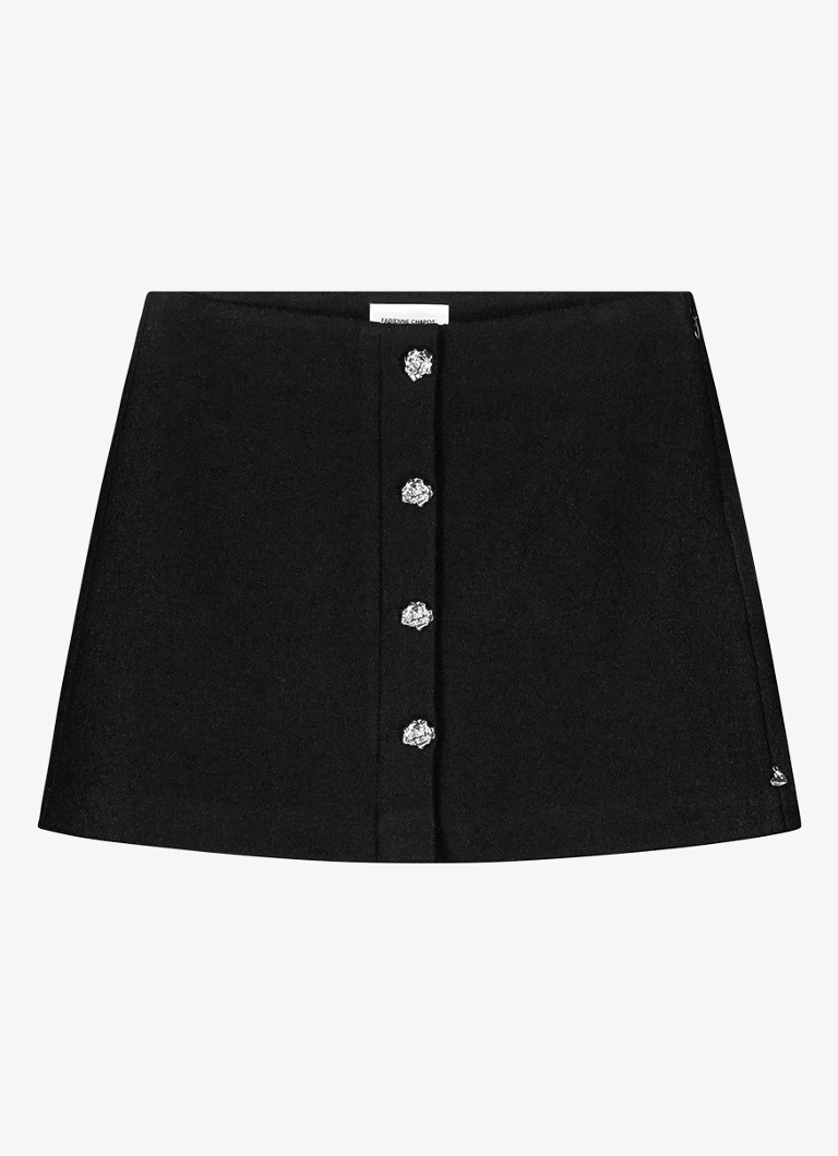 Fabienne Chapot Dames Frances mini rok in wolblend in de kleur Zwart