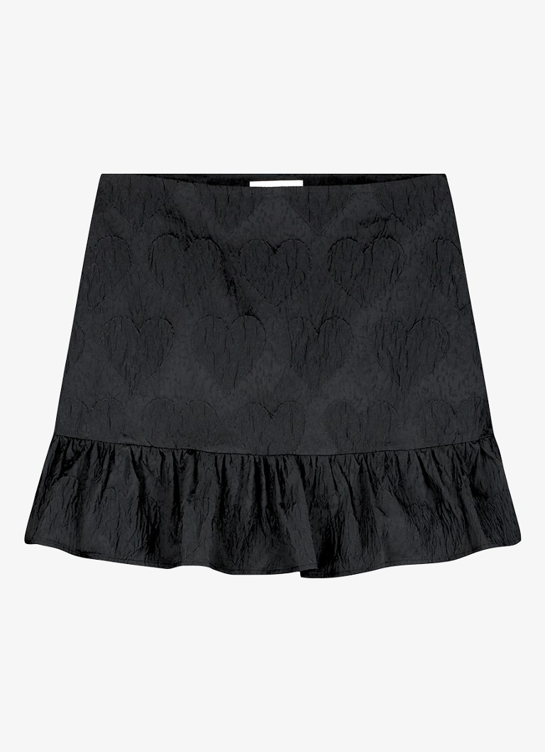 Fabienne Chapot Dames Arlo mini rok met jacquard dessin en ruches in de kleur Zwart
