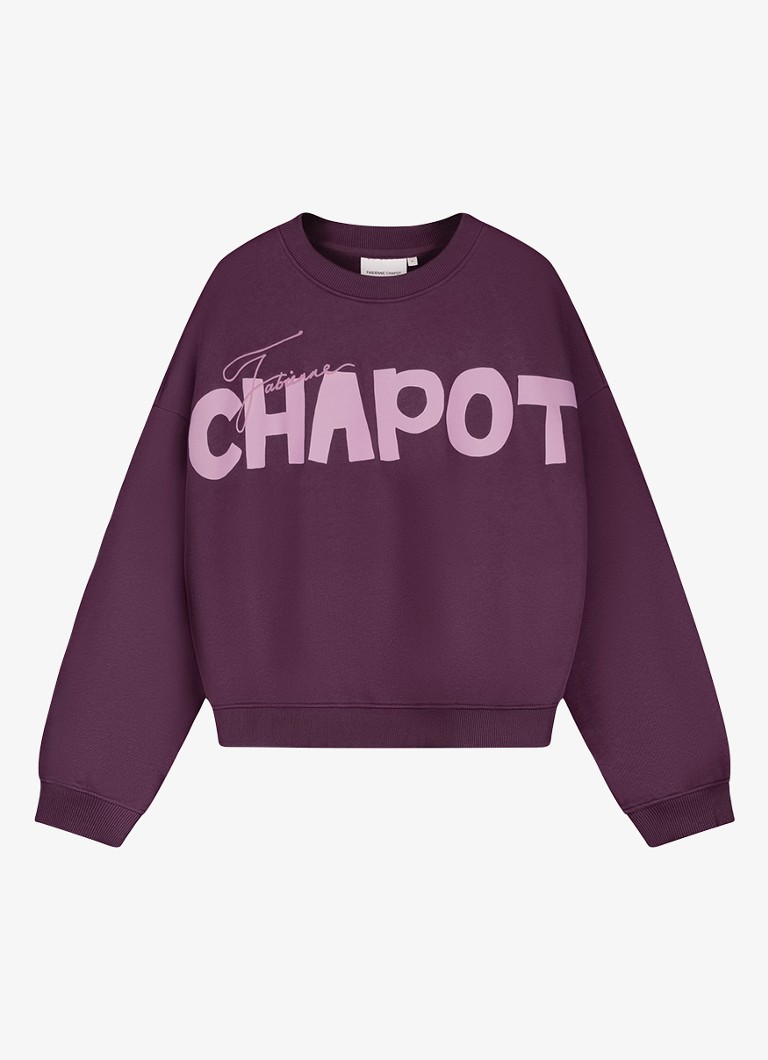 Fabienne Chapot Dames Amy sweater met logoprint in de kleur Paars