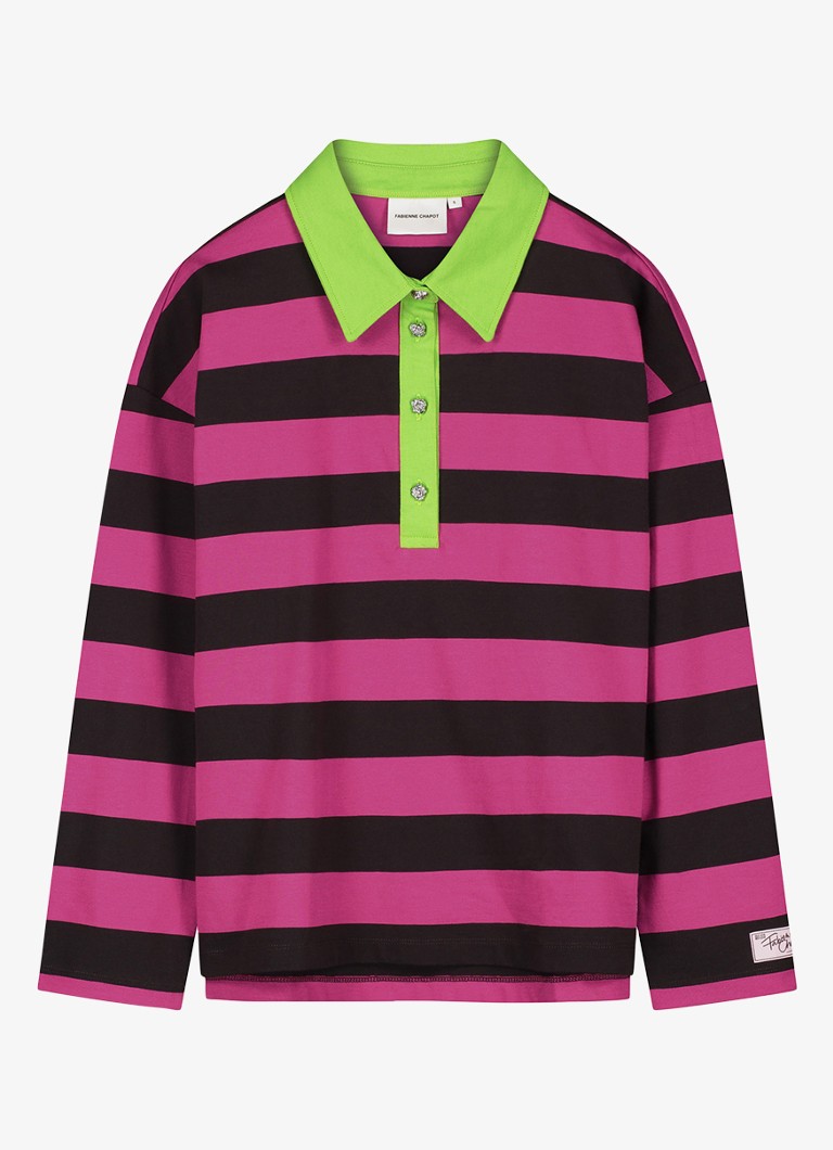 Fabienne Chapot Dames Paula long sleeve met streepprint in de kleur Fuchsia