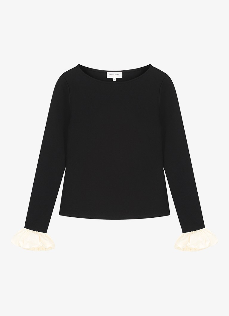Fabienne Chapot Dames Pop top met boothals in de kleur Zwart