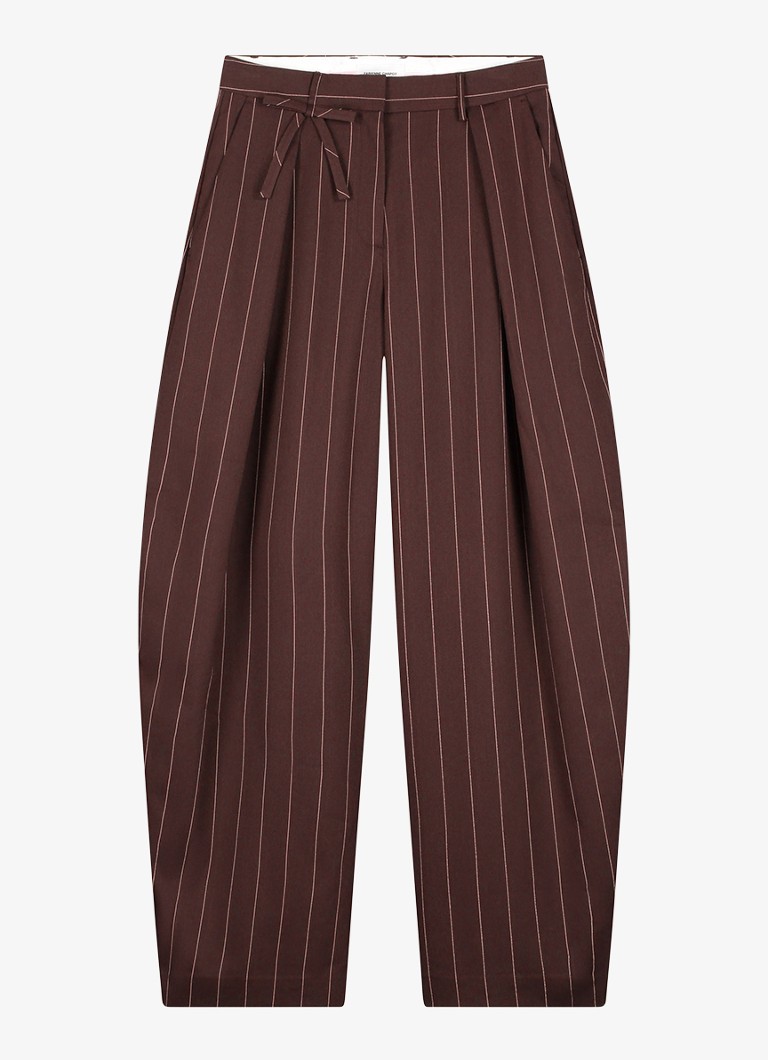 Fabienne Chapot Dames Charlot high waist balloon fit pantalon met streepprint in de kleur Bruin