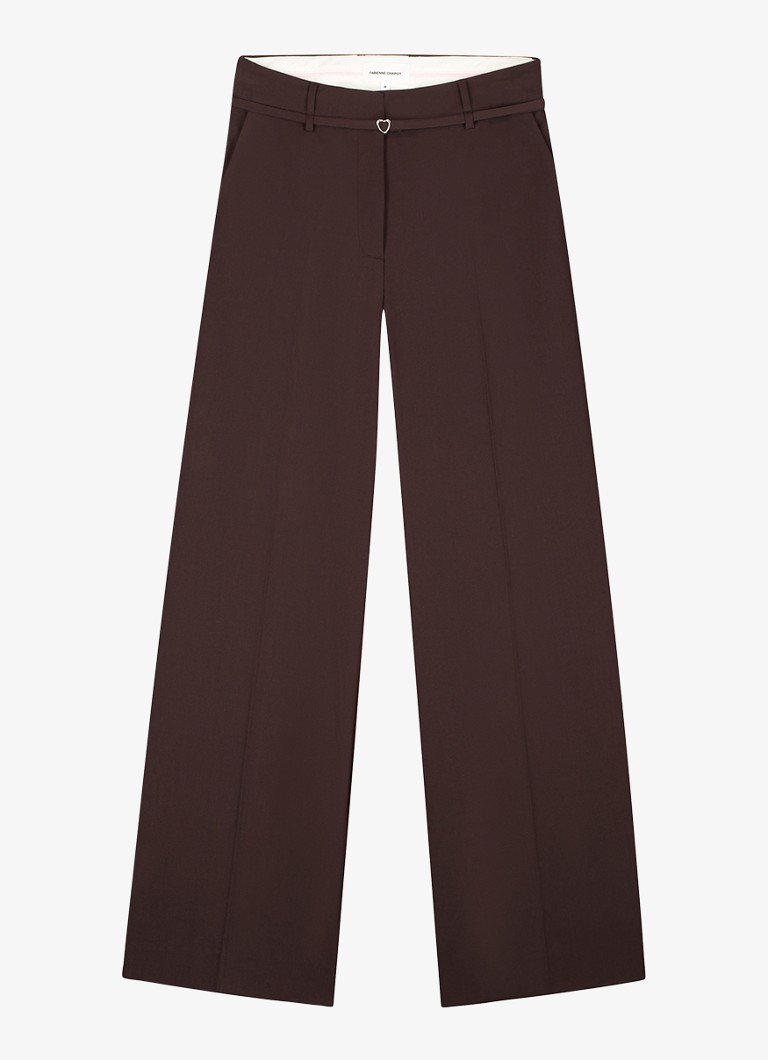 Fabienne Chapot Dames Nelsan high waist wide fit pantalon met ceintuur in de kleur Chocoladebruin