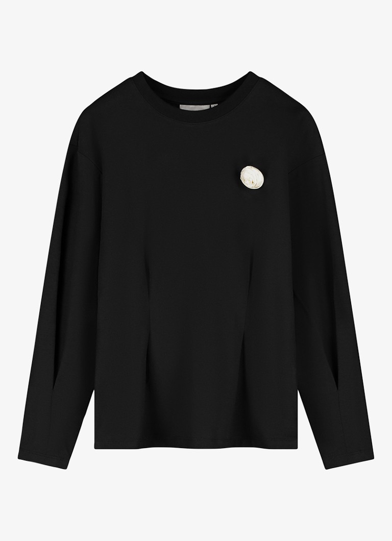 Fabienne Chapot Dames Asta longsleeve met plooidetail in de kleur Zwart