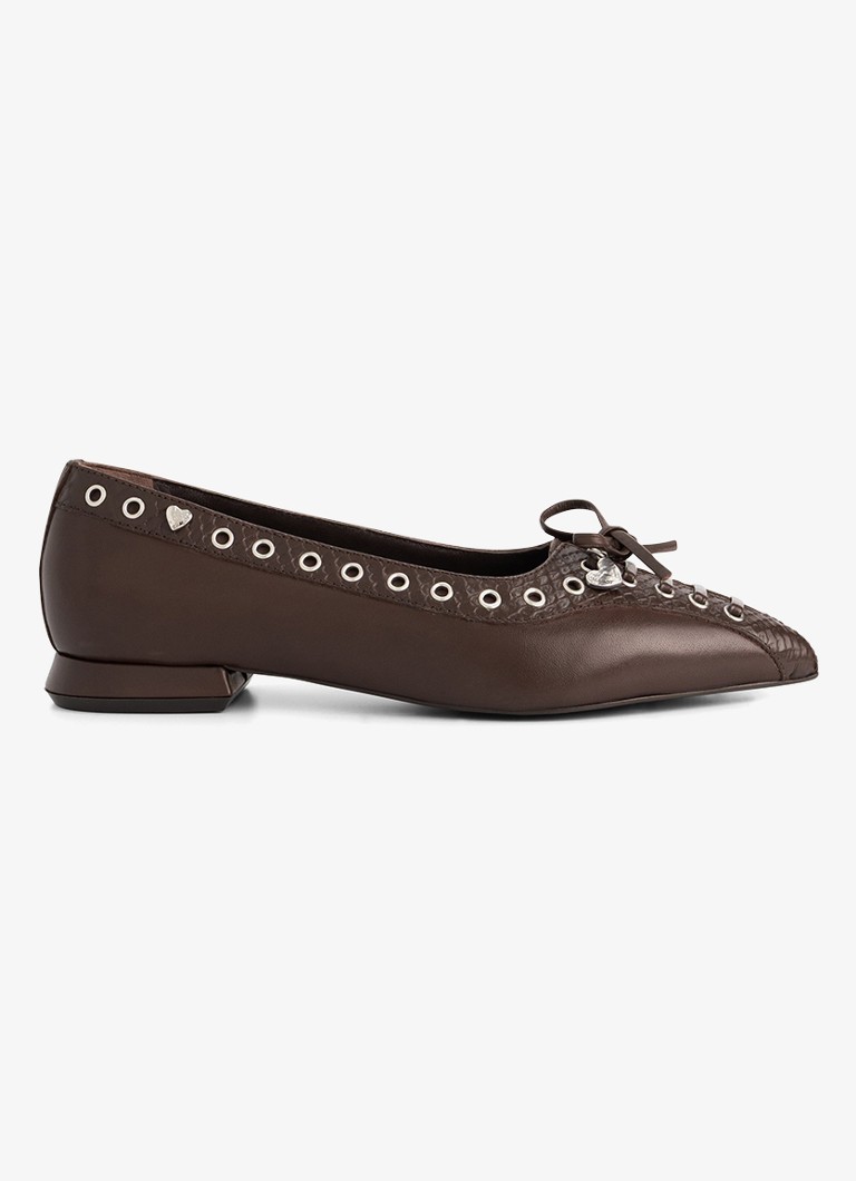Fabienne Chapot Dames Sailor ballerina van leer in de kleur Chocoladebruin