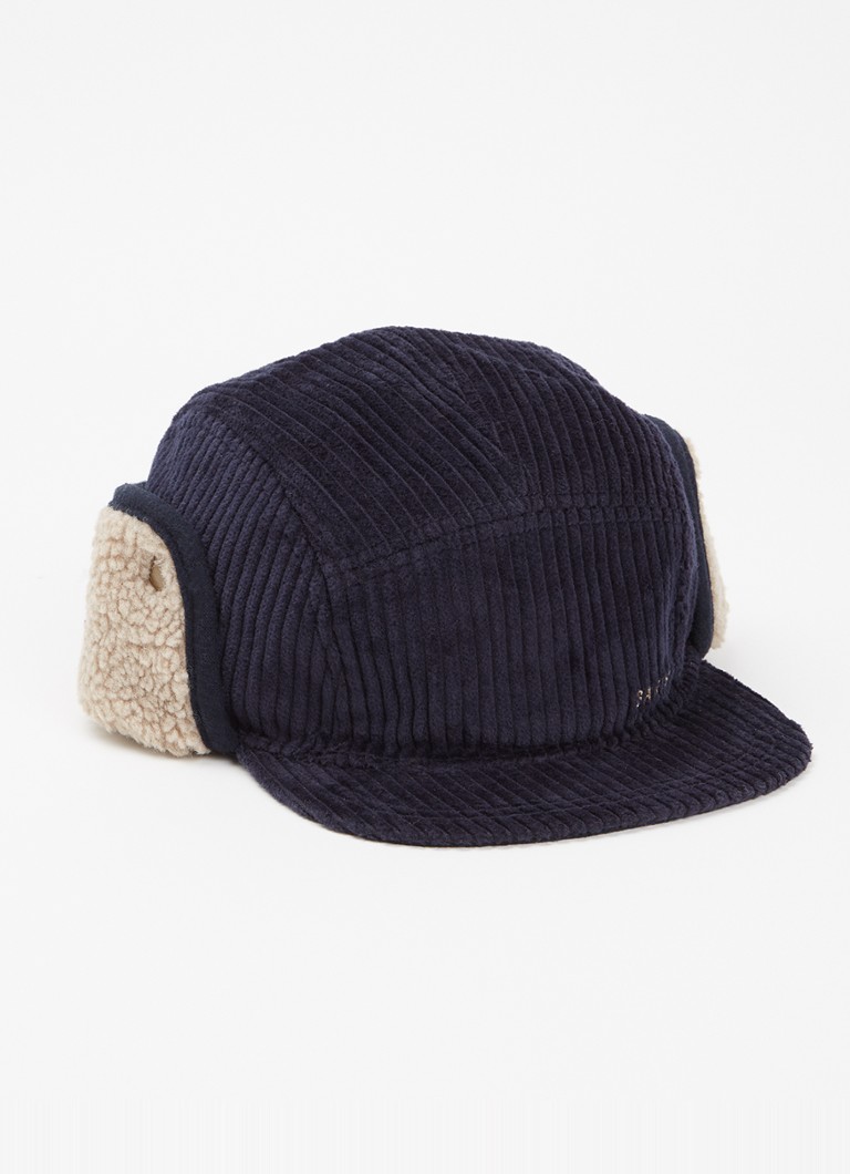 Barts Heren Rayner muts van corduroy met teddy detail in de kleur Donkerblauw, maat: OS