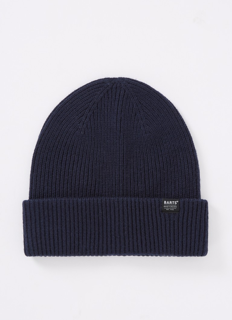 Barts Heren Makalun ribgebreide muts van wol in de kleur Donkerblauw, maat: one size