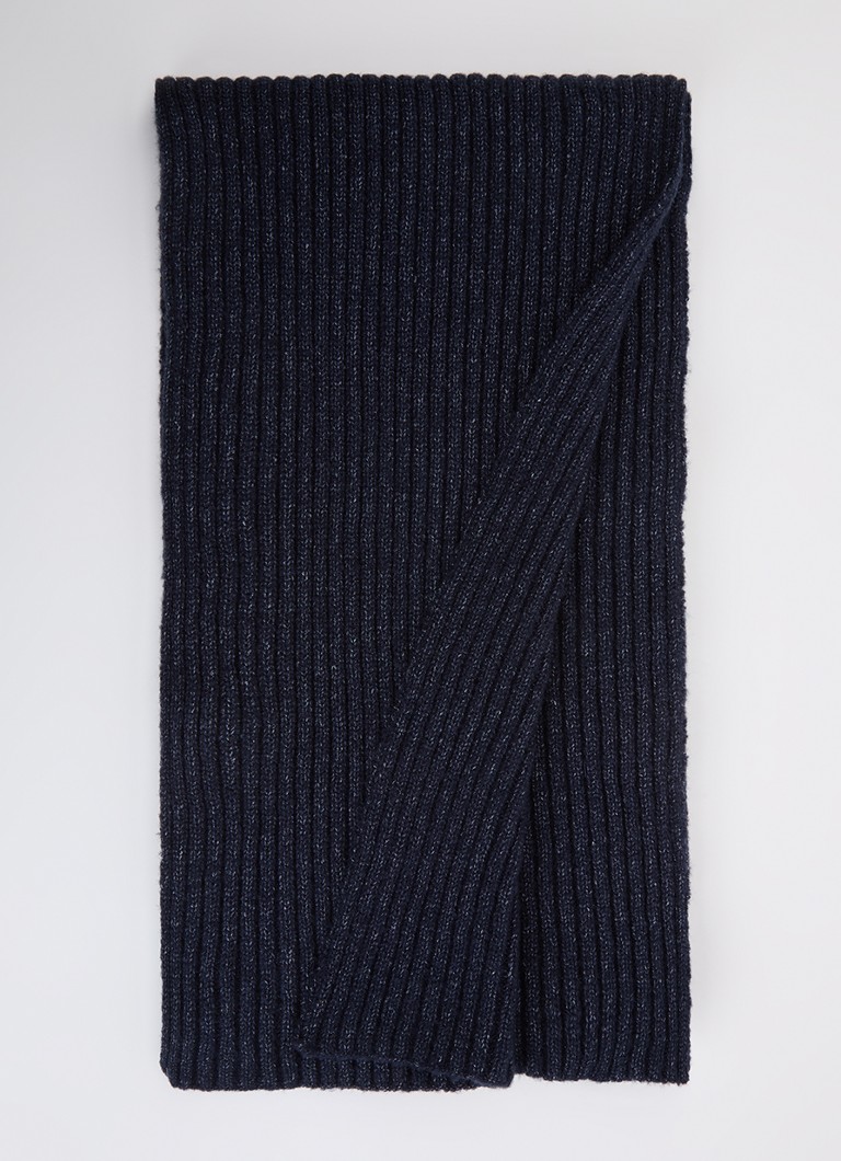 Barts Heren Ribgebreide sjaal in wolblend 180 x 25 cm in de kleur Donkerblauw, maat: OS
