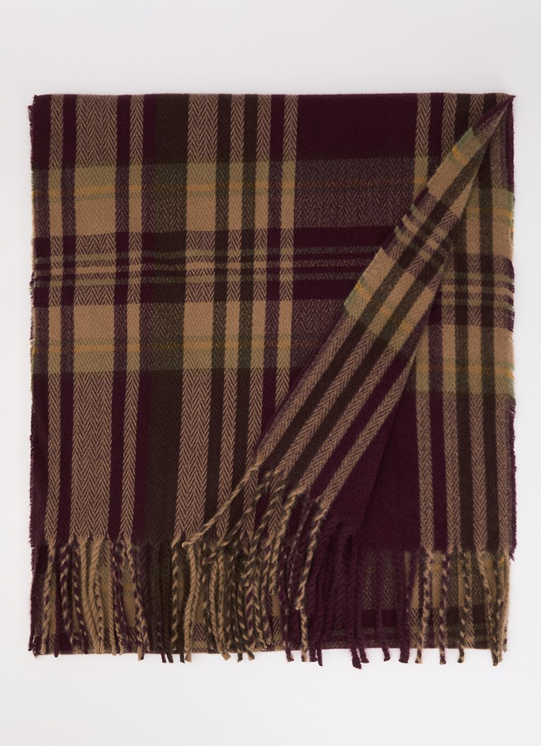 Barts Heren Wallash sjaal met ruitdessin en franjes 190 x 40 cm