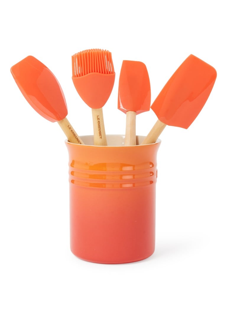 Le Creuset Spatelpot met spatels set van 4 Oranjerood - Deal