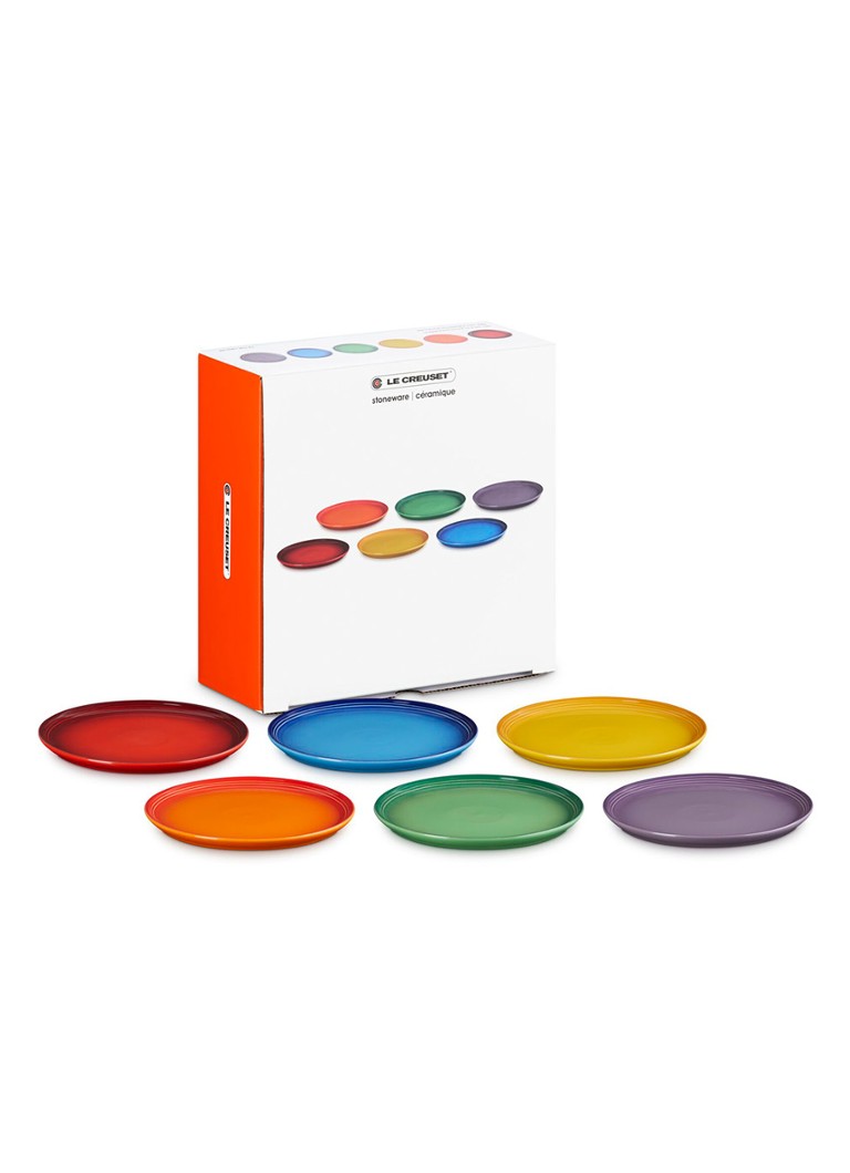 Le Creuset Rainbow ontbijtbord 22 cm set van 6 Rood - Deal