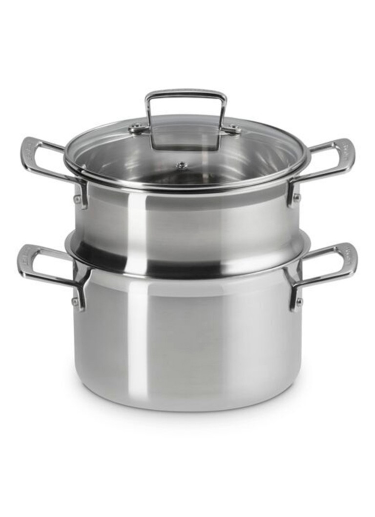 Le Creuset 3-ply kookpan met stoominzet 20 cm Beige - Deal
