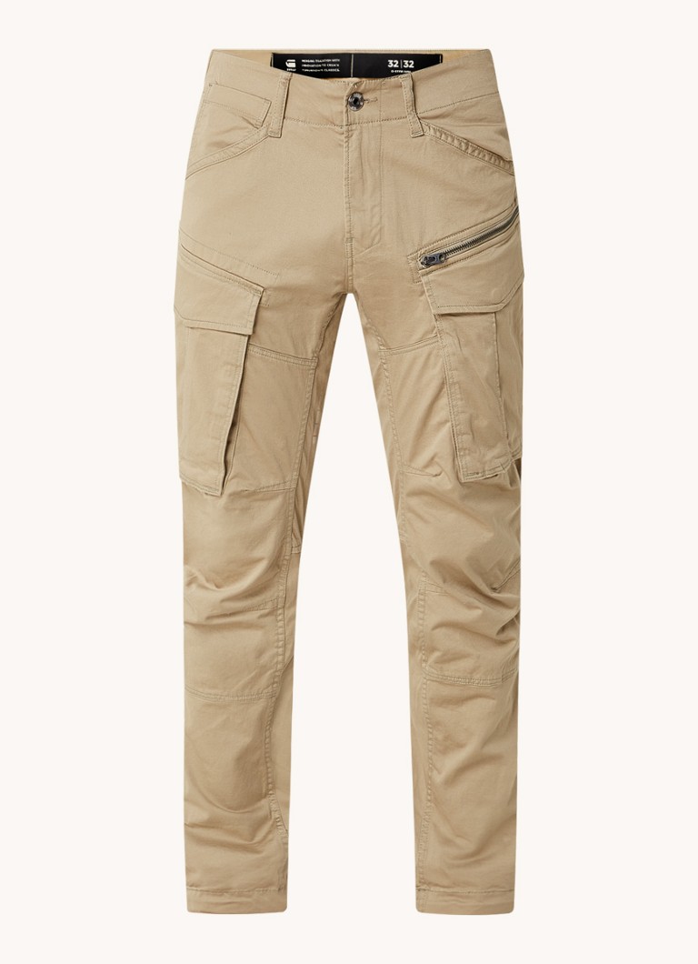 G-Star RAW Heren Rovic tapered fit cargobroek met klepzakken in de kleur Khaki, maat: W32/L32