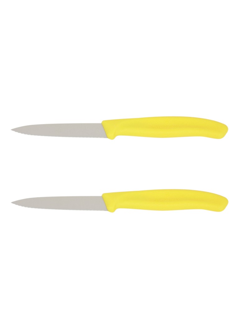 Victorinox Set van twee groenteschilmesjes met kartelrand Geel - Deal