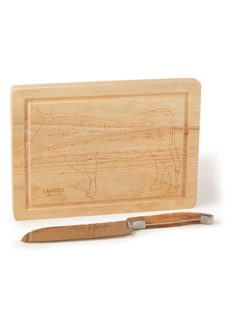 Laguiole Style de Vie Santoku mes met snijplank 32 cm Hazelnootbruin - Deal