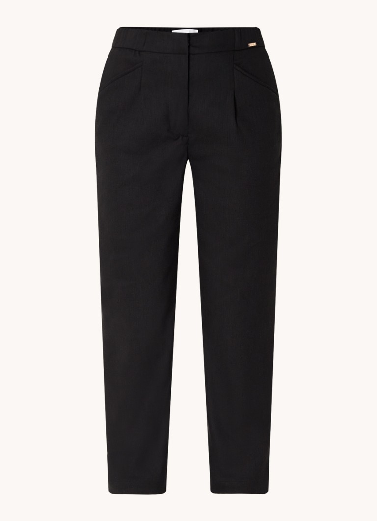 CINQUE Dames Cihenrico high waist tapered fit pantalon in linnenblend met steekzakken in de kleur Zwart